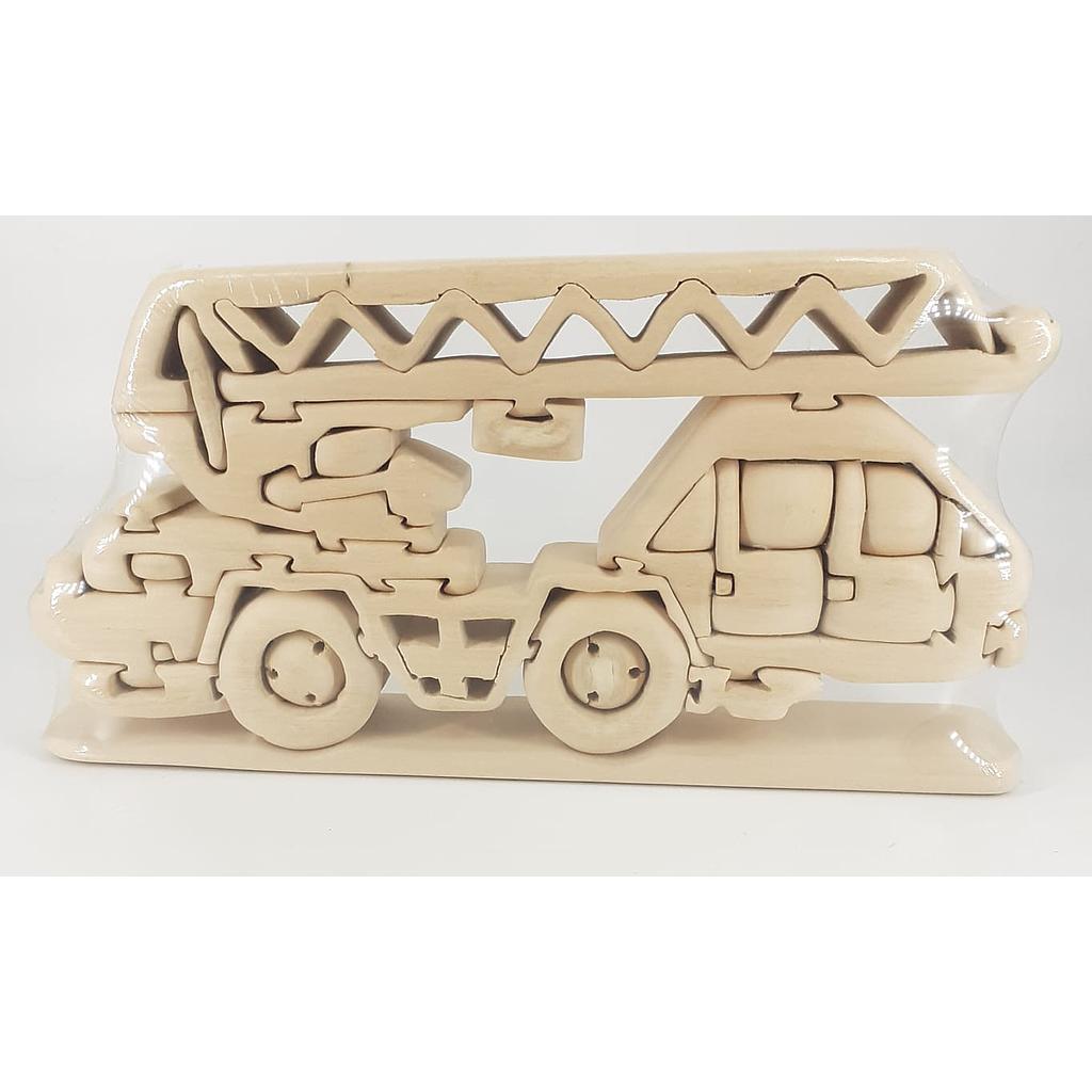Puzzle 3D Camion pompieri in legno