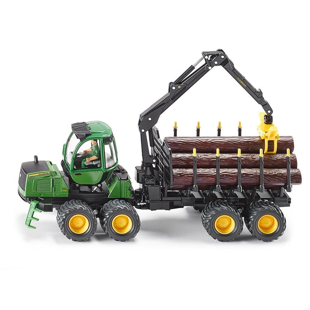 Trattore john deere con rimorchio tronchi
