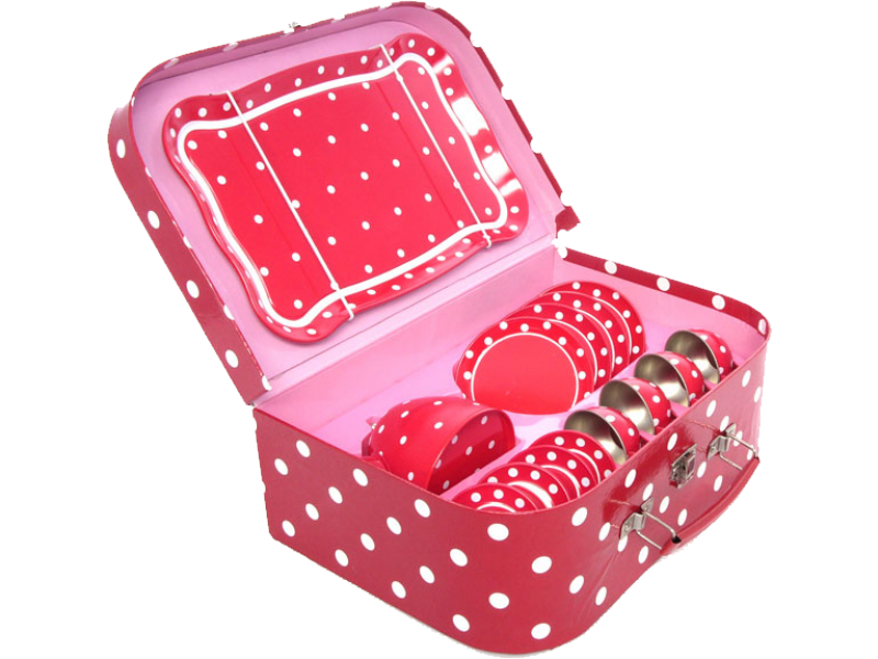 set tea rosso a pois