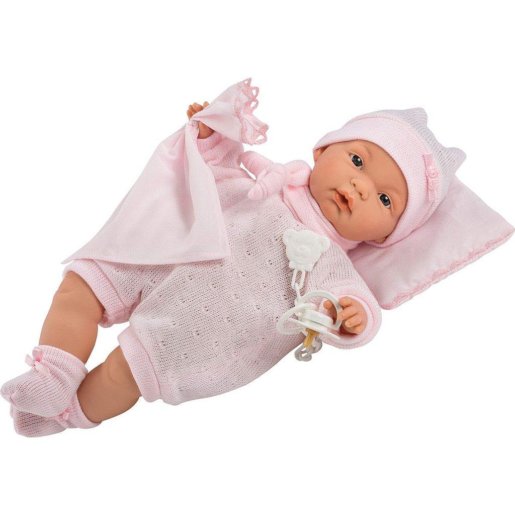 Bambola Joelle con coperta rosa 38 cm