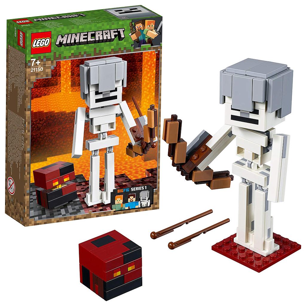 Maxi-figure Minecraft dello Scheletro con cubo di magma