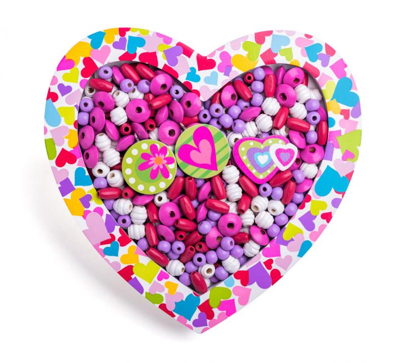 perline in legno da infilare con portafoto cuore