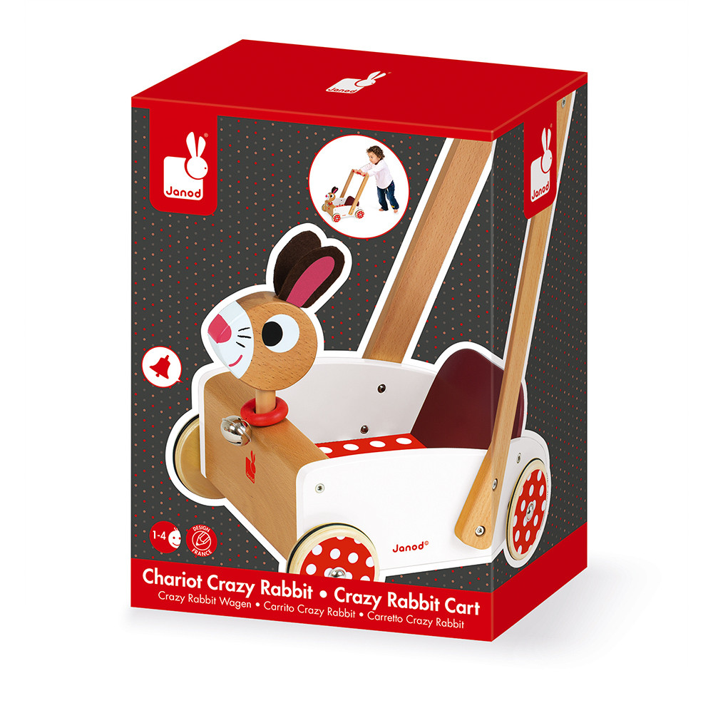 carretto crazy rabbit in legno