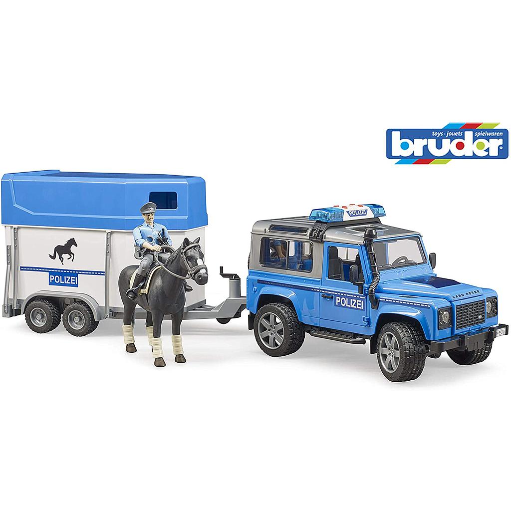 Land Rover Defender polizia con rimorchio cavalli