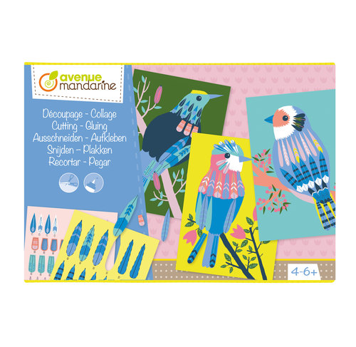 decoupage collage uccelli