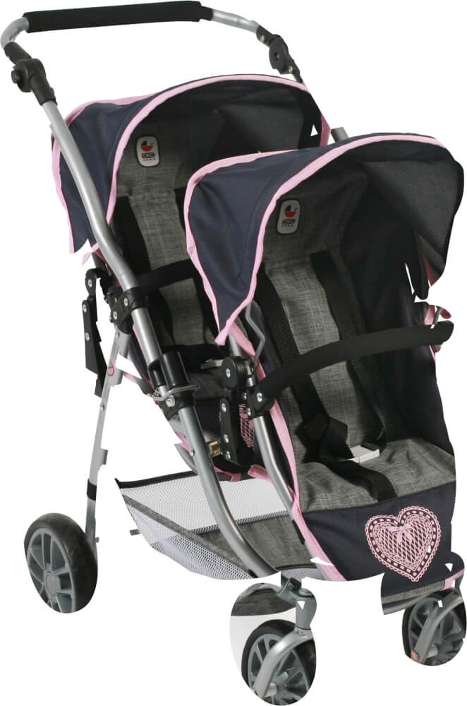 passeggino gemellare tandem Vario navy grigio