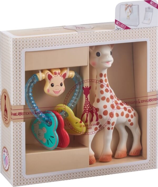 set regalo Giraffa Sophie con sonaglio a cuore