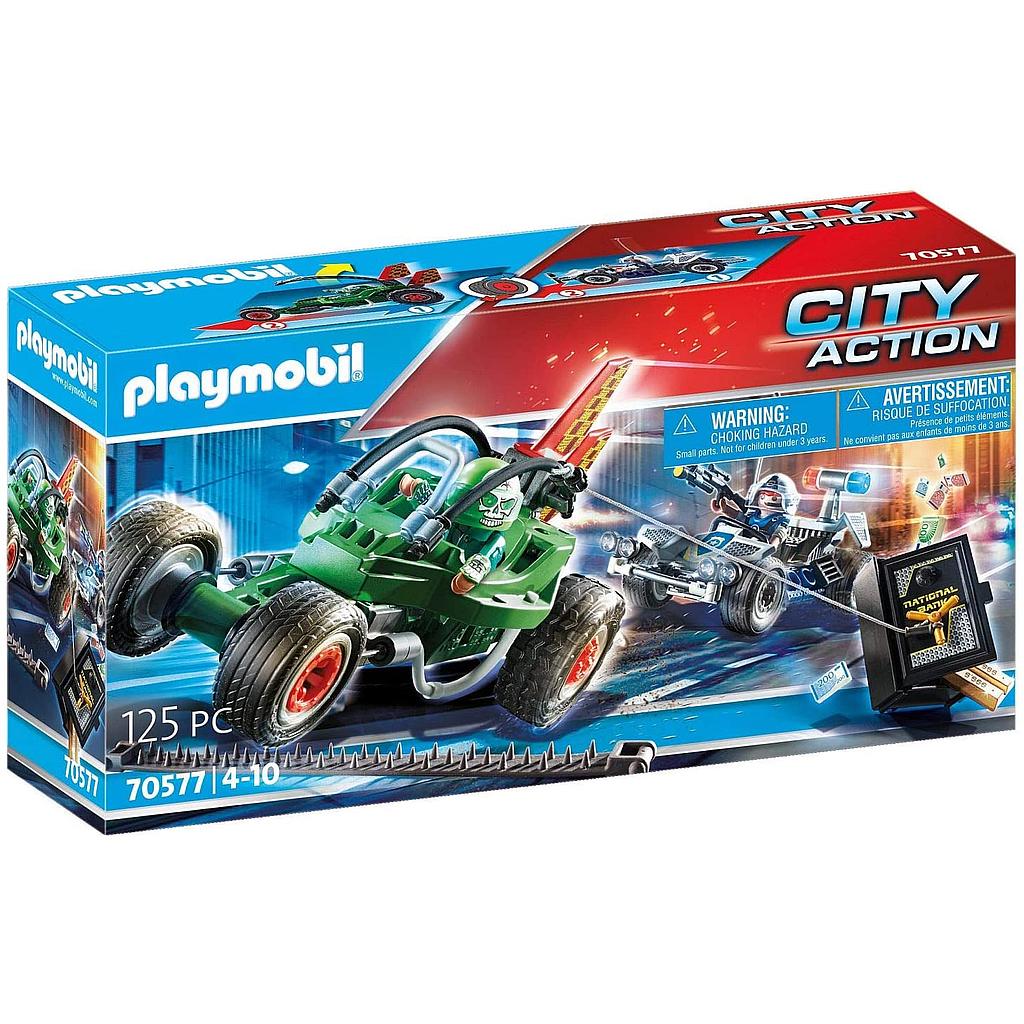 Kart della polizia e fuggitivo
