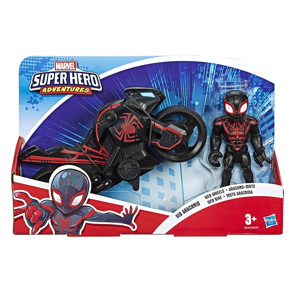 Spiderman Kid Arachnid con moto