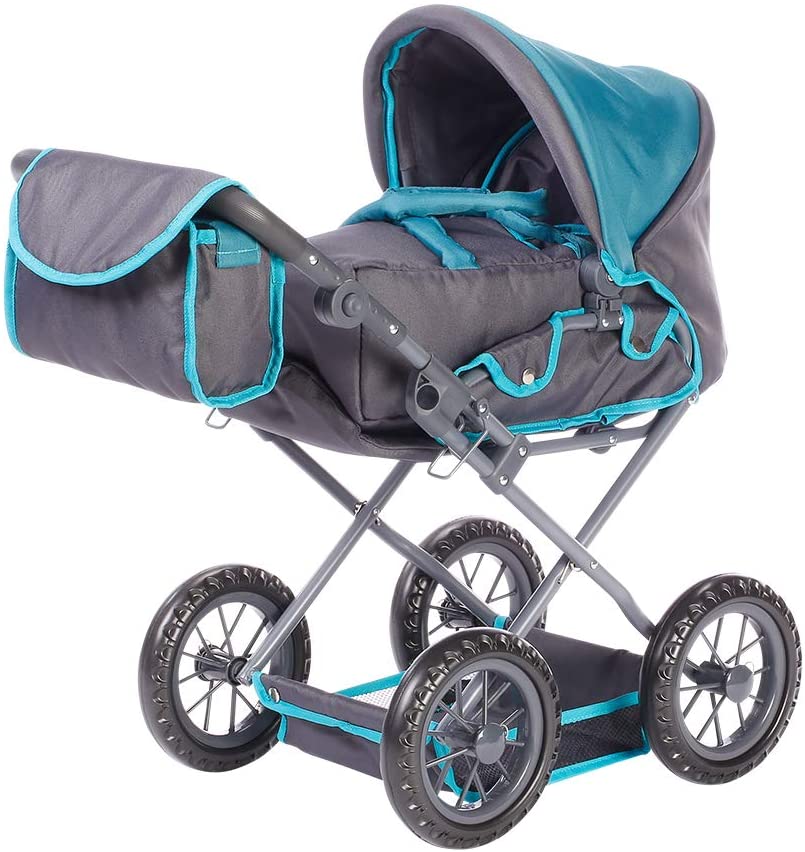 Carrozzina con borsa con profilo azzurro