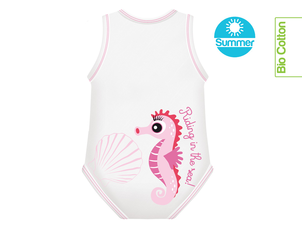 cavalluccio marino  body  0-36m bio cotton summer sealife