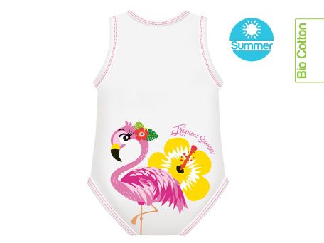 fenicottero  body  0-36m bio cotton summer tropical
