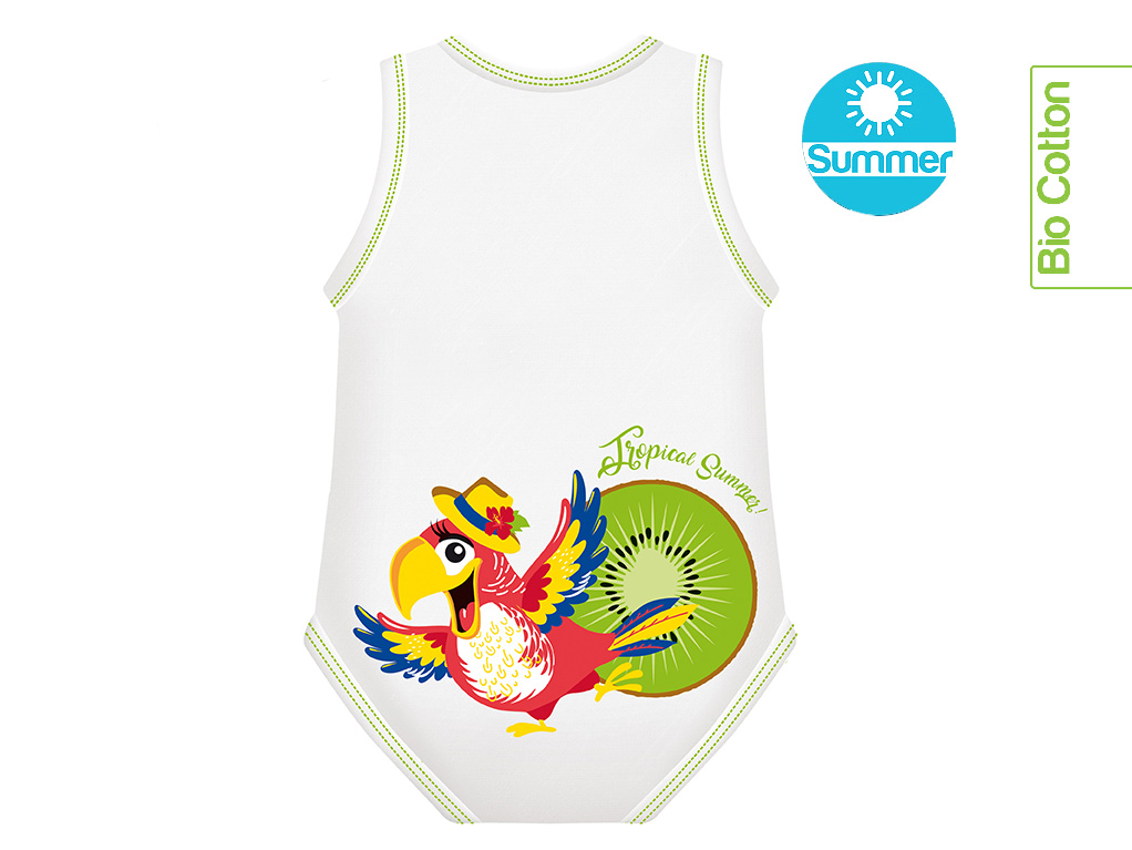 Pappagallo body 0-36m bio cotton summer tropical