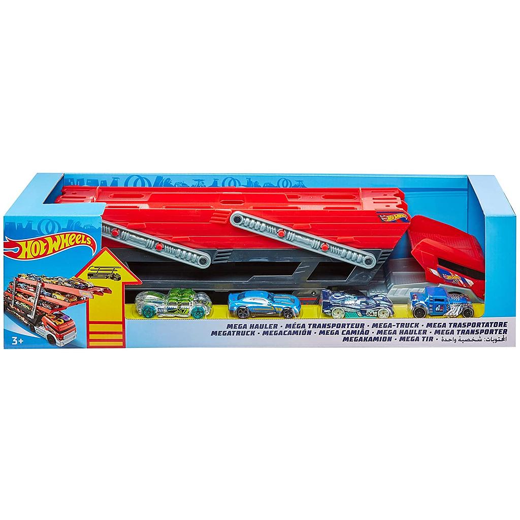 Hot Wheels camion mega con 4 auto