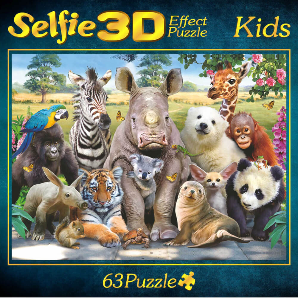 Puzzle animali zoo Selfie 63 pezzi