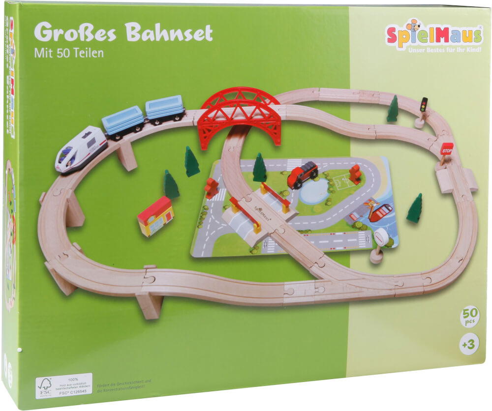 set Treno 50pz in legno Spielmaus