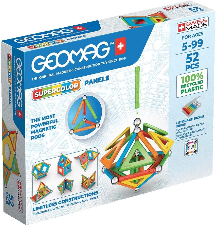 Geomag supercolor con pannelli 52 pezzi in plastica riciclata