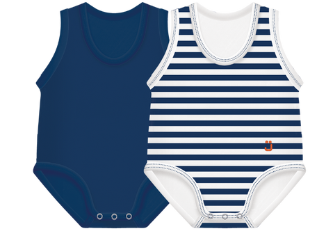 2 Body righe blu 0/36 bio cotton summer beach