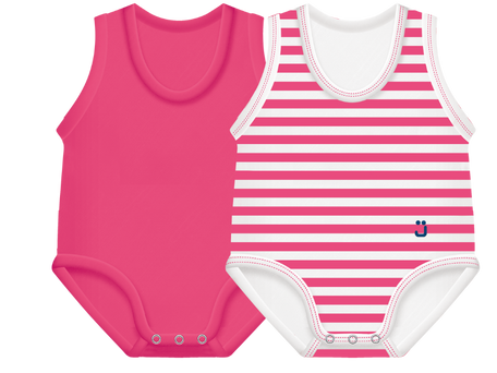 2 Body righe fucsia 0/36 bio cotton summer beach