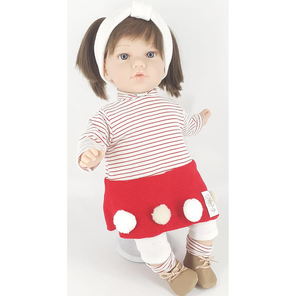Bambola Alina righe rosse 45cm