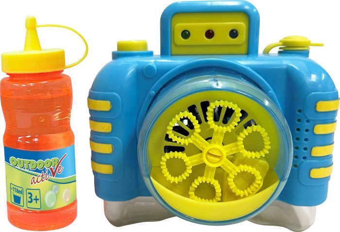 macchina fotografica sparabolle di sapone