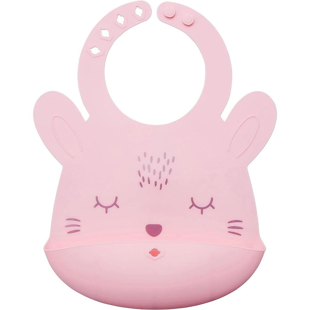 Bavaglino con tasca in silicone Pink Bunny