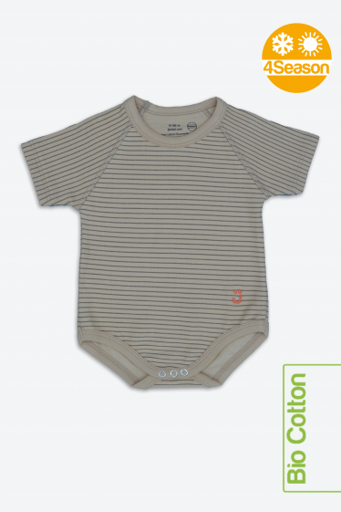 Body marrone a righe 0-36m bio cotton 4season