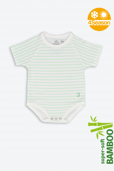 Body verde acqua righe 0-36m bamboo 4season