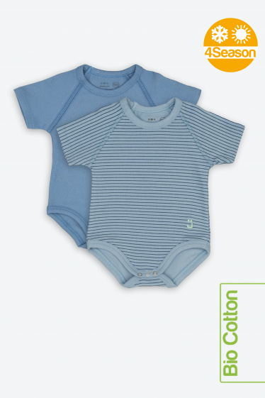 Body 2 pack blu 0-36m bio cotton 4season