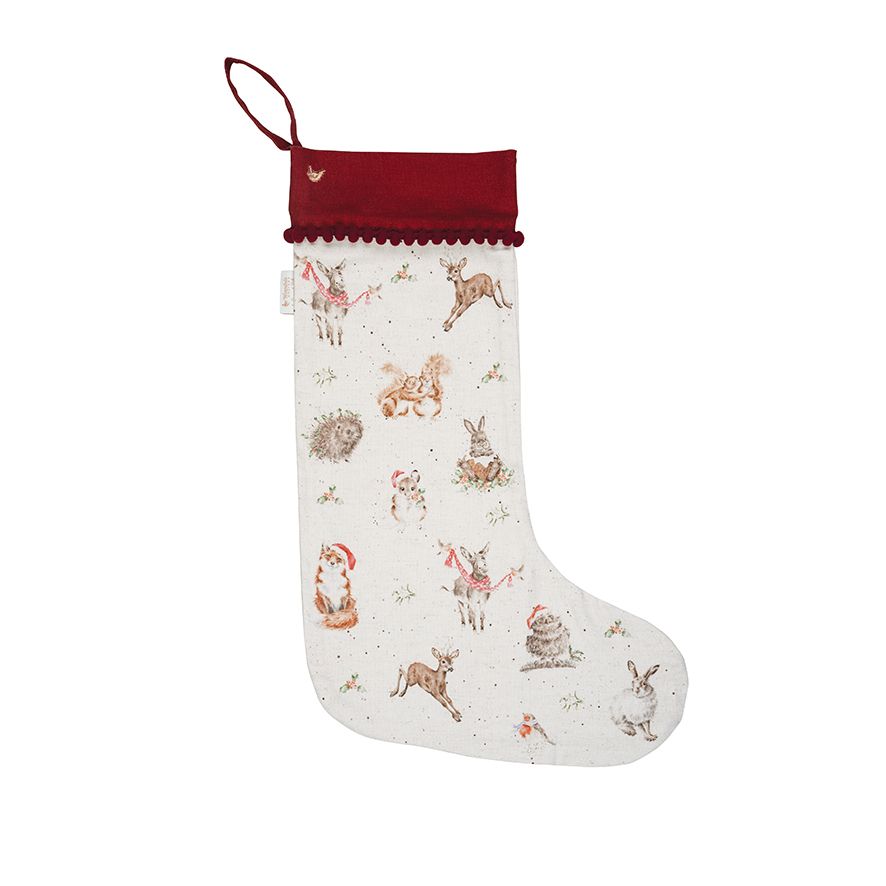 Calza di natale con animali del bosco