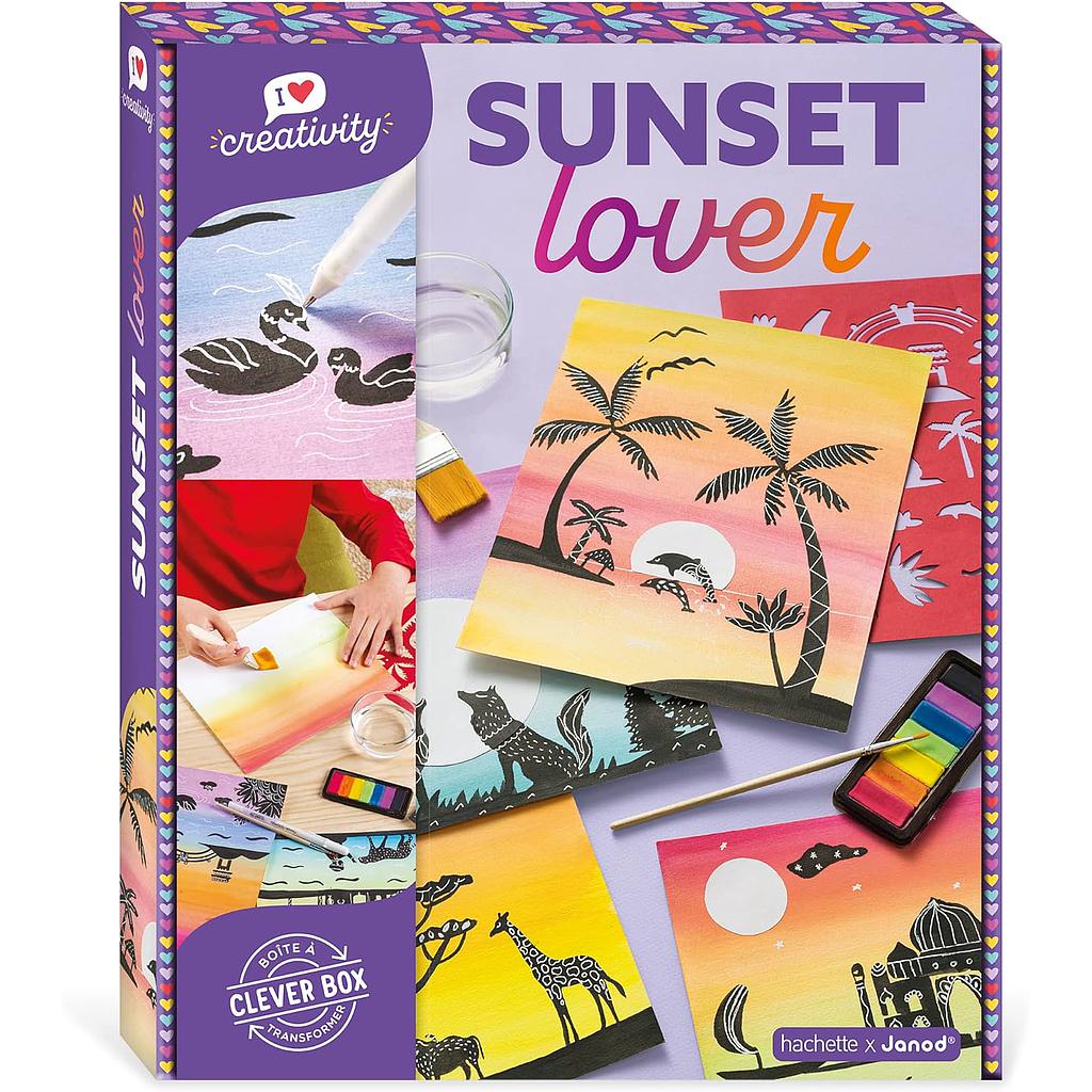 Sunset lover  Pittura acquerello e stencil