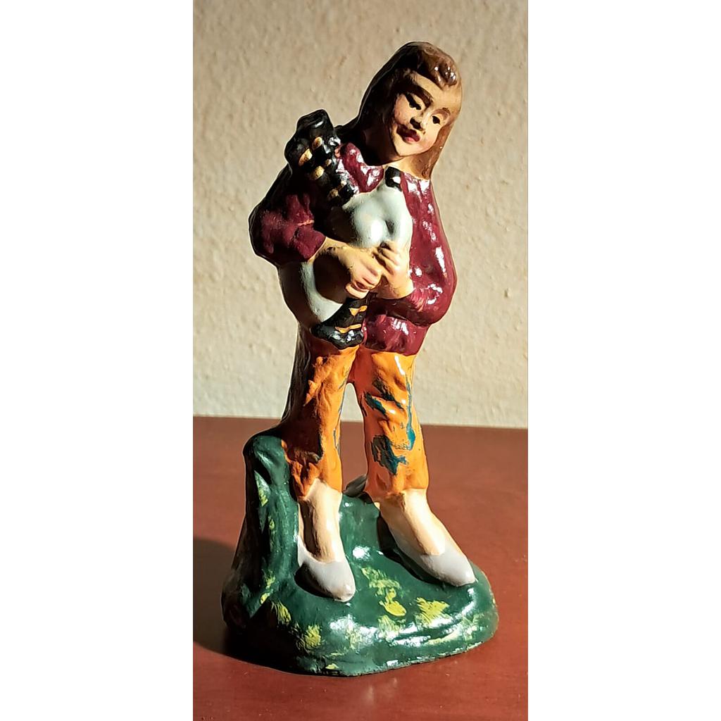 Suonatore cornamusa statuina in gesso 10cm