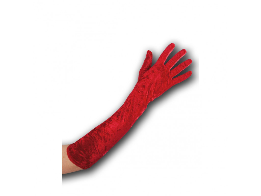 guanti ciniglia rossi lunghi 50cm