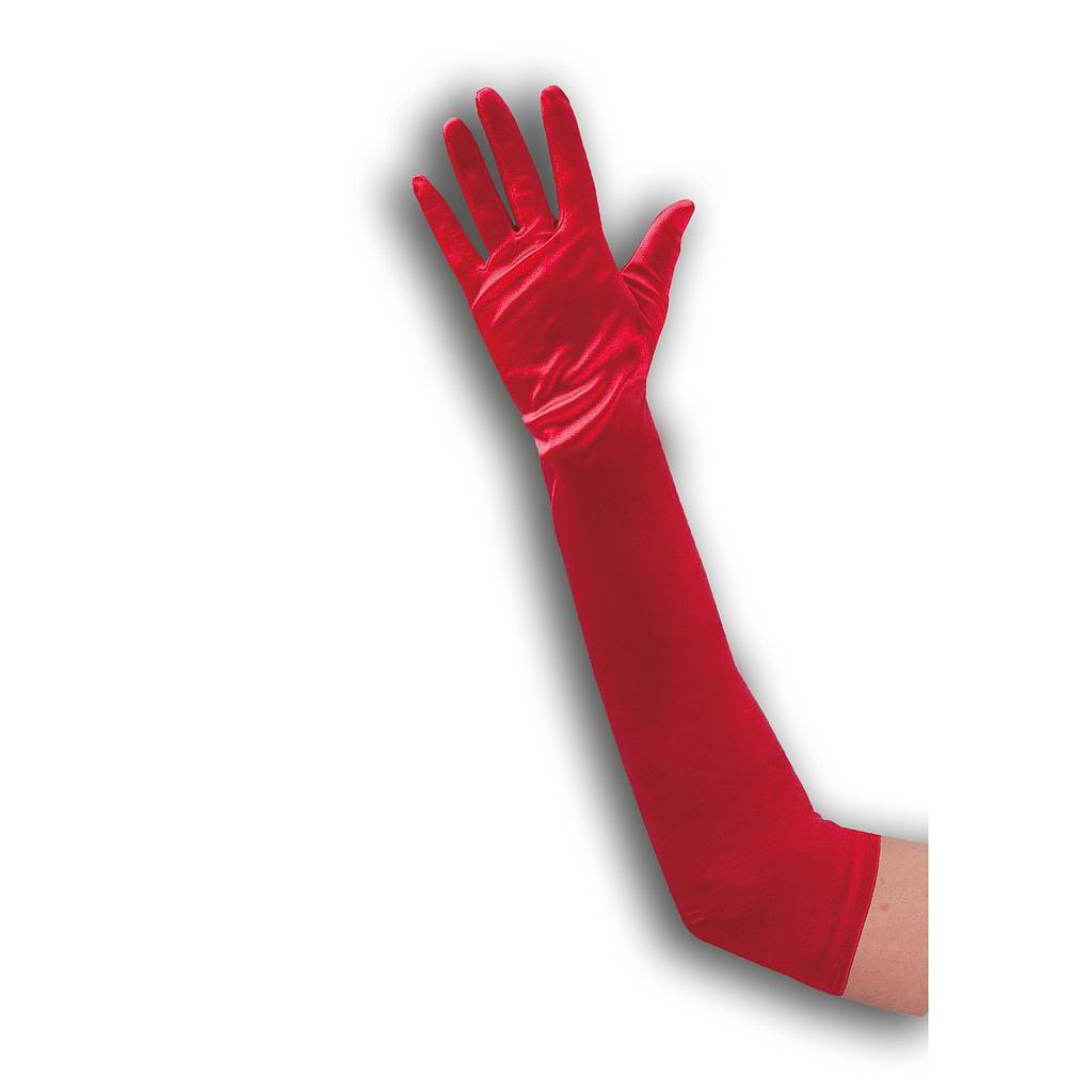 guanti in raso rosso elasticizzati cm50