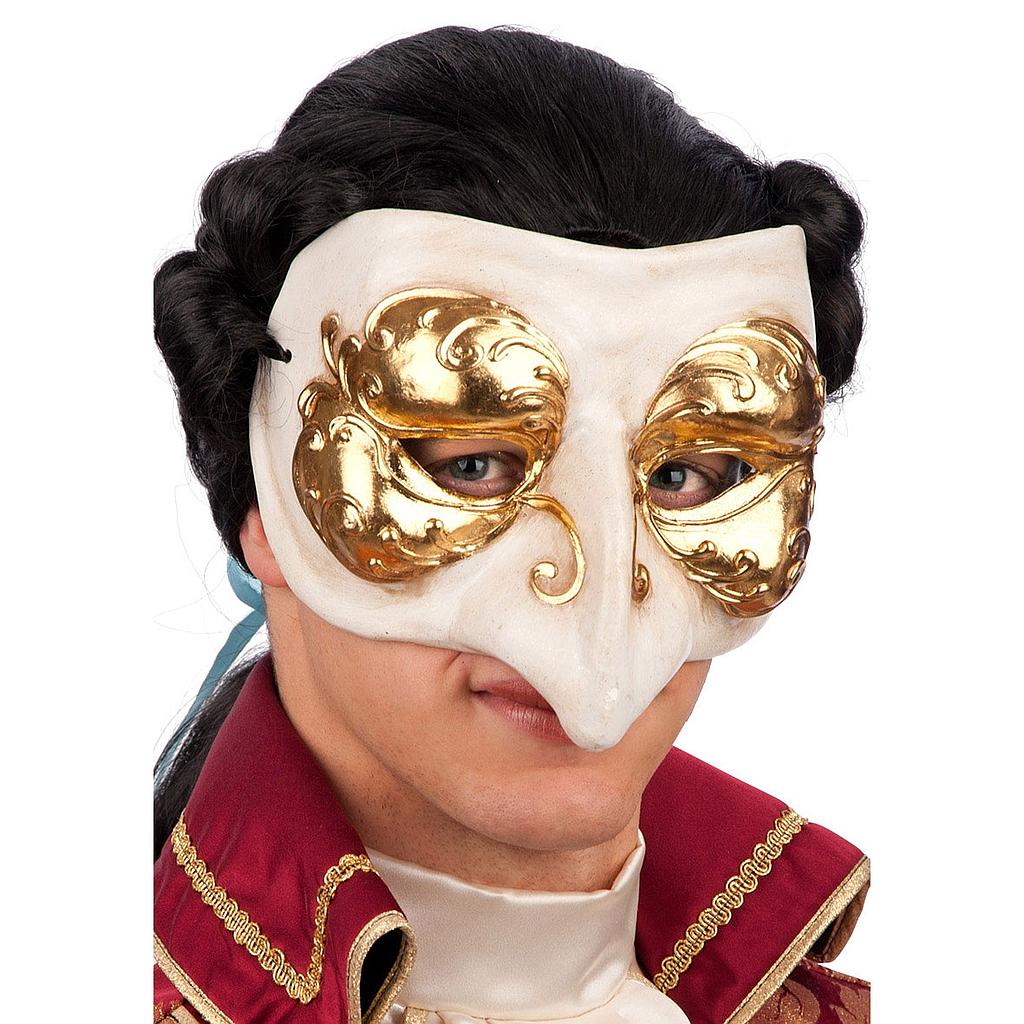 maschera mezzo viso bianca oro