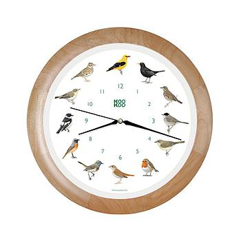 orologio versi uccelli bordo legno naturale cm34