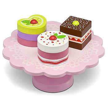 Vassoio con pasticcini in legno