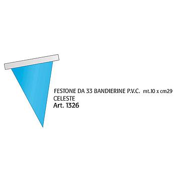 festone 33 bandierine pvc celeste 10mt