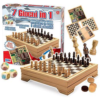 Scacchi-Dama in legno 7 in 1