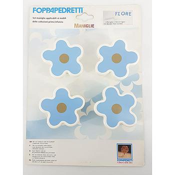 set 4 maniglie fiore azzurro per mobili