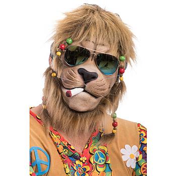 maschera leone hippie con pelo e occhiali