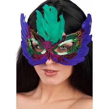 Maschera farfalla in piuma multicolore