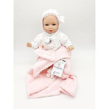 bambola Petite 40cm c/coperta rosa