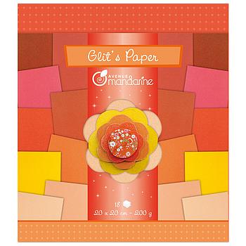 18 fogli carta glitterata rosa-arancio