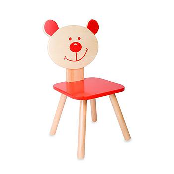 sedia in legno con testa orsetto rossa