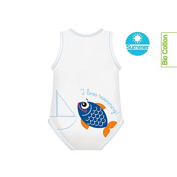 Pesce blu body 0-36m bio cotton summer beach