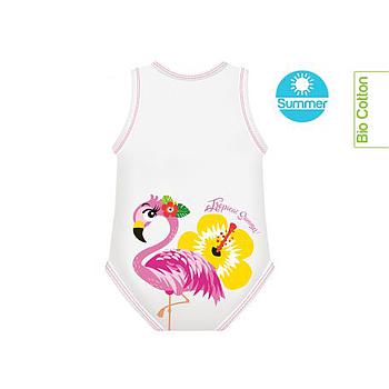 fenicottero  body  0-36m bio cotton summer tropical