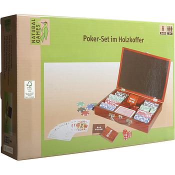 Set poker con cassetta di legno con 200 fiches