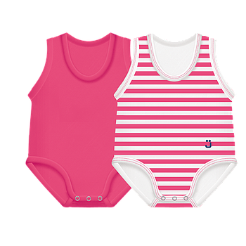 2 Body righe fucsia 0/36 bio cotton summer beach