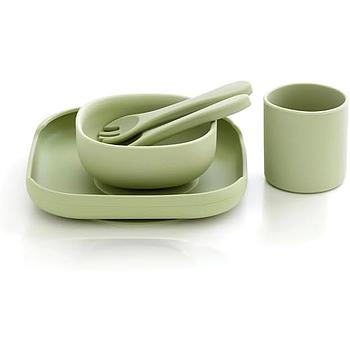 Set stoviglie verde oliva Oliver in silicone